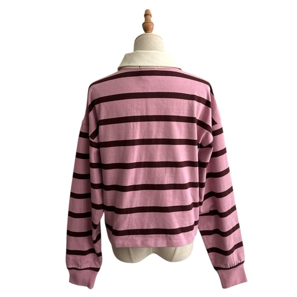 Target Champion Long Sleeve Rugby Shirt Pink Striped Preppy Sporty Size Medium - Picture 4 of 14